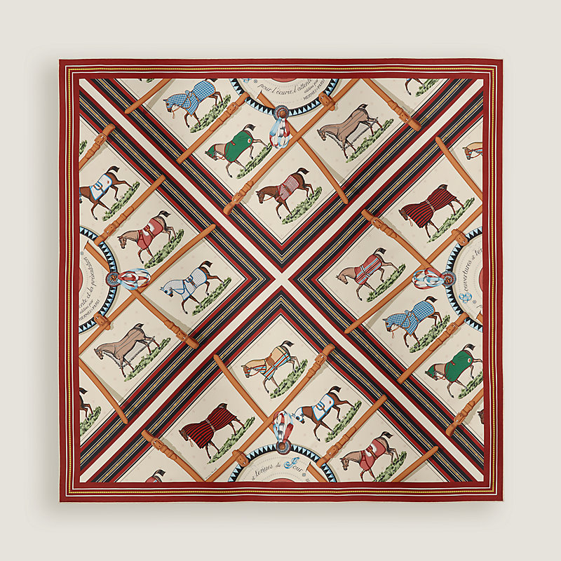 シルク100%【HERMES】Couvertures et Tenues de Jour スカーフ90 Couvertures et Tenues de Jour forever scarf 90 | Hermès USA